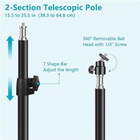 Camera Desk Mount Stand, 15.5-21.5" Adjustable Desktop C-Clamp Mounting Stand - Picture 2 of 6